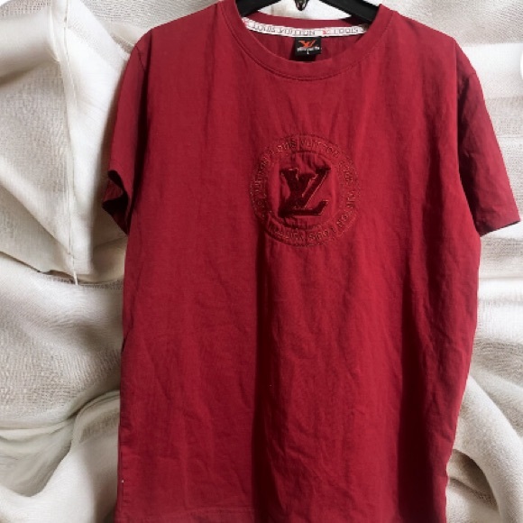 Louis Vuitton Burgundy Short Sleeve Tee Sz XL Unisex - Picture 1 of 9